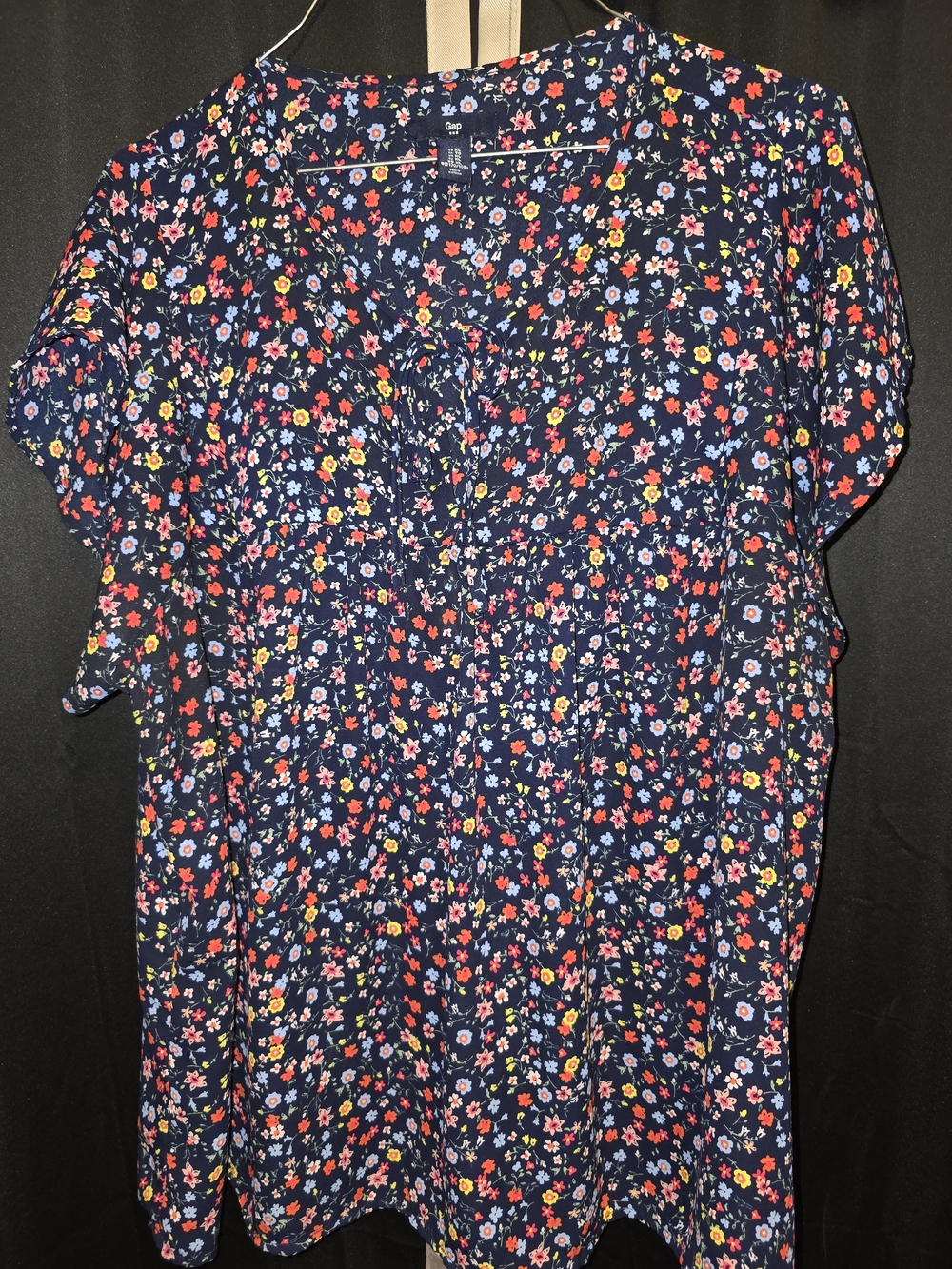 Gap Floral Navy Babydoll Tunic Top XL Cottagecore - Picture 3 of 4